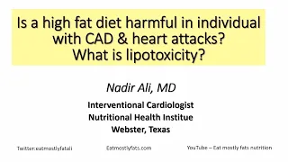 Dr. Nadir Ali presentation: High Fat Diets, Heart Attacks and Lipotoxicity