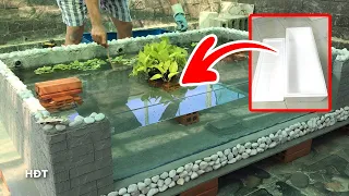 Make fish tank with 2 Styrofoam box ! Oscar fish😍 Làm hồ cá ghép 2 Thùng xốp !Tai tượng châu phi