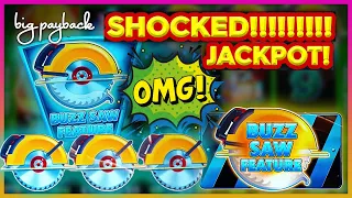 3 BUZZ SAW JACKPOT SHOCKER on Huff N' More Puff Slots!