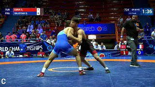 1/2 GR - 60 kg: S. KIRIK (TUR) v. G. SNJOYAN (FRA)