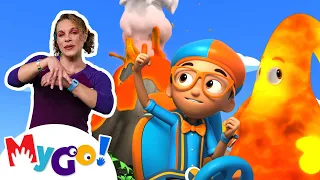 Volcano Eruption! | Blippi Wonders | MyGo! Sign Language for Kids | Educational Cartoons for Kids