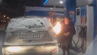 Woman sparks fire trying to unfreeze gas pump with lighter