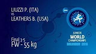 BRONZE FW - 55 kg: B. LEATHERS (USA) df. P. LIUZZI (ITA) by FALL, 6-0