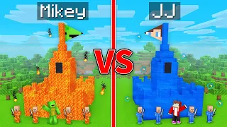 Mikey LAVA vs JJ WATER Castle Survival Battle in Minecraft (Maizen)