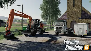 WORKING WITH NEW MAN AND HITACHI 145W || PUBLIC WORKS ON THE VALLEY THE OLD FARM || FS 19 MODS