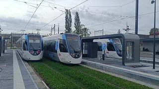 L' essai de la rame du tramway T12 a la station Epinay sur orge