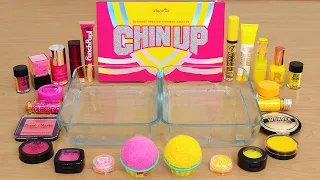 Pink vs Yellow - Mixing Makeup Eyeshadow Into Slime ASMR 439 Satisfying Slime Video