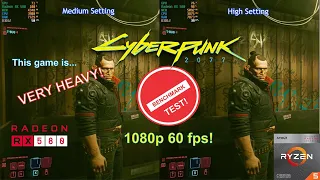 Benchmark Cyberpunk 2077 Ryzen 5 3400G + RX 580 8Gb 1080p 60 fps Medium - High Setting  Comparison!