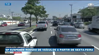 Prefeitura de SP suspende rodízio de veículos no dia 21