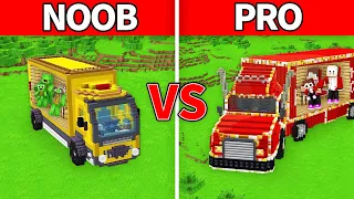 Mikey Family & JJ Family - NOOB vs PRO : Truck Car House Build Challenge in Minecraft (Maizen)