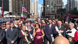 Daniela Crocco Sings Italian & United States National Anthems At Chicago Columbus Day Parade 2023