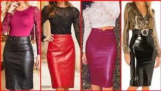 Stylish Stunning And Elegant Beautiful Leather Skirts Outfits Idea's