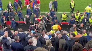 West Ham players clashing with stewards after AZ Alkmaar fans target their families in the stands