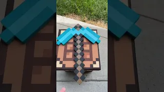 How to Craft a Minecraft Diamond Pickaxe in Real Life #minecraftirl #minecraftshorts #minecraftmeme