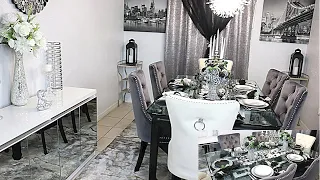 HOW TO BLACK AND SILVER DINING ROOM TOUR  | GLAM DINING ROOM IDEA ON GUDGET