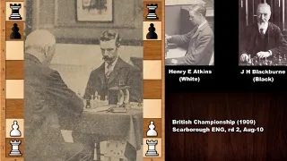 Henry Ernest Atkins vs Joseph Henry Blackburne - British Championship (1909)