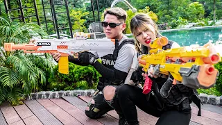 LTT Game Nerf War : Couple Warriors SEAL X Nerf Guns Fight Mr Zero Crazy In the Boss's Villa