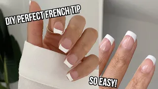EASIEST FRENCH TIP NAILS AT HOME | how to do the perfect French tip nails | "clean girl" aesthetic