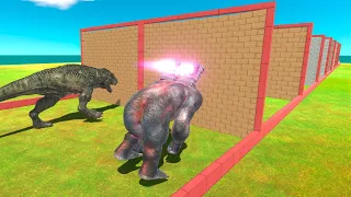 Dinosaurs vs Primates Race Through Blocks with Jet Engines - Animal Revolt Battle Simulator