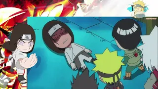 Jiraiya, Naruto, Lee y Neji se sonrojan [Naruto SD Capitulo 46