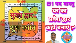 81 पद वास्तु मंडल में घर का प्रवेश द्वार कहाँ रखें ?। वास्तु के अनुसार घर का मुख्य द्वार वास्तु।