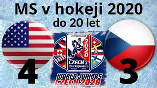 Hokej U20 2020 USA - Česko 4:3 PP I sestřih