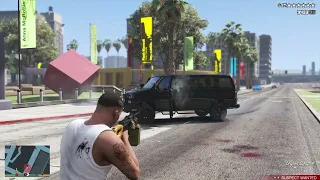 GTA 5 - Stealing a Tank From An Army Convoy  + Six Star Escape