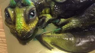 Kricky Cakes Decoration: Airbrushed Dragon Cake tutorial HD 1080p