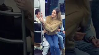 Sat on a guy in the subway/PRANK/reaction #shorts #metro #funny