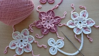 Уроки вязания - Цветок крючком - Ирландское кружево - Flower for Irish lace - How to crochet flower