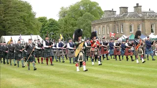 Heights of Dargai by Massed Pipes and Drums on the march at 2023 Gordon Castle Highland Games