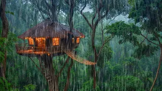 Fall Asleep Fast in MINUTES with Beautiful Heavy Rain on tent & Mighty Thunder in Forest | Rain 4K