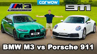 Nuevo BMW M3 vs Porsche 911 -  ¡reseña con frenado de 0-100 km/h!