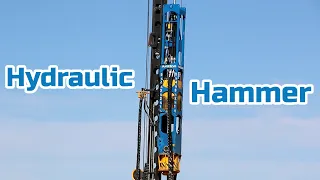 Driving Piles - Hydraulic Hammer -  Construction Work  - Satisfying