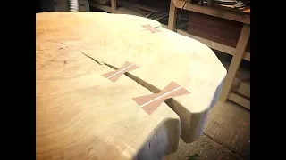 Making bow ties for a live edge table top