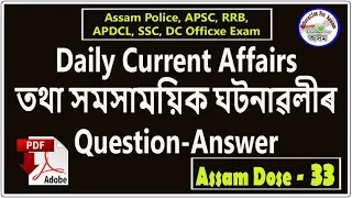 AssamDose33_(16_Sep)Current Affairs & GK- RRB, ASEB, A Police APSC, SSC (Education Revolution Assam)