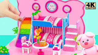 DIY Miniature House ❤️ Build Pink Bedroom with Rainbow Slide, Cute Bunk Bed with Cardboard (EASY)