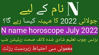 N name horoscope July 2022 | Monthly Prediction| Noor ul Haq Star tv