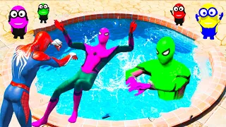 GTA 5 Rainbow Spiderman Jumping Into Portals (Ragdolls/Euphoria Physics)