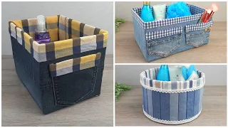 From old denim trousers I made original organizers with my own hands