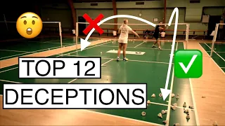 TOP 12 DECEPTIVE TRICK SHOTS - BadmintonExercises 🏸bulutangkis