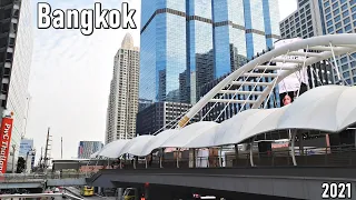 Walking Tour | Quiet Business Street | Bangkok [4k] | Silom Rd , Sathorn Rd | Thailand 2021  🏢🏦🏩😴💤