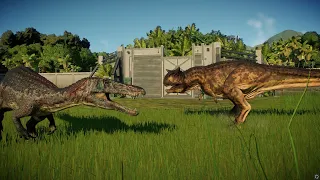 Jurassic World Evolution 2 бои динозавров-барионикс VS карнотавр