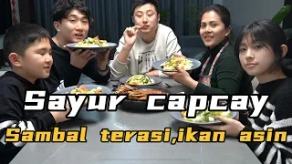 MASAK CAPCAY+SAMBE TERASI BUAT KELUARGA KECIL KU,MEREKA BARU TAU JAGUNG KECIL BISA BUAT BIKIN SAYUR