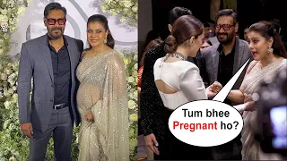 Pregnant Kajol Devgan and Ajay Devgan at Kiara Advani and Sidharth Malhotra Reception in Mumbai