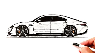 How to draw a Porsche Taycan Turbo car