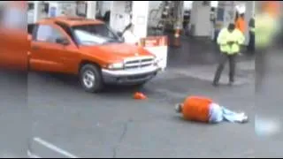 Raw: Police Seek Suspect in Gas Station Hit-run