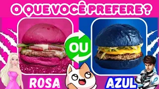 Qual você prefere? comida vs rosa ou azul.