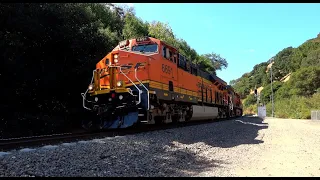 4K 60FPS: Two BNSF Freight Trains at Glen Frazer Franklin Canyon, CA