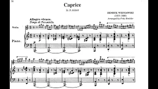 Wieniawski arr. Kreisler - Caprice in A minor op.18 n.4 for violin and piano - Score